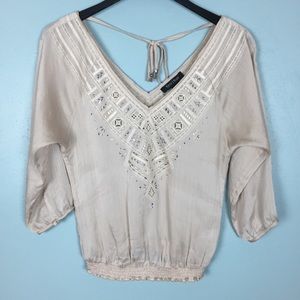 WHBM Champagne Top with Silver Details